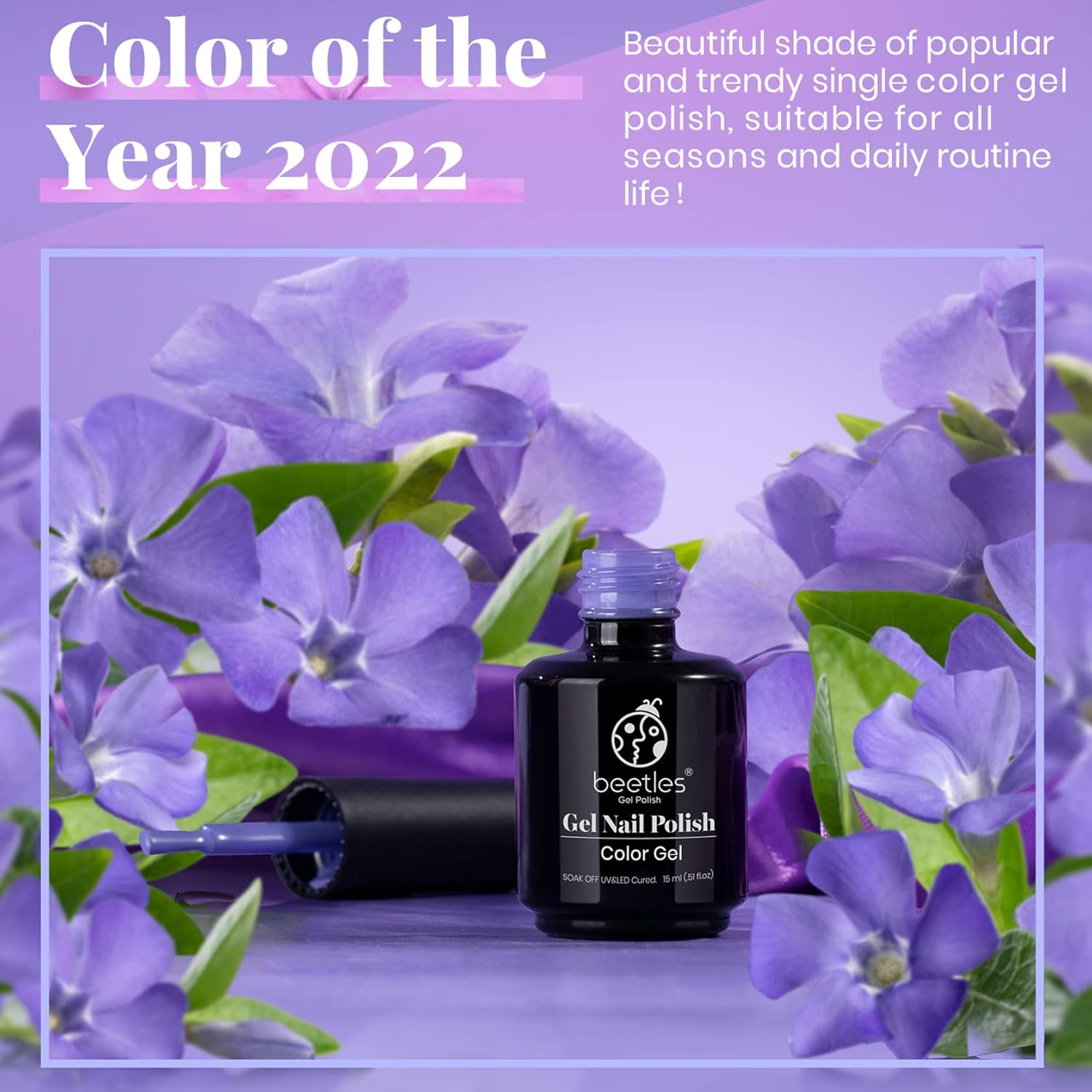 beetles Gel Polish Purple Gel Nail Polish Periwinkle Color 15ml Soak Off Uv Lamp Nail Art Manicure Salon Design DIY Home Gift for Women Girls-BrightBean Baby