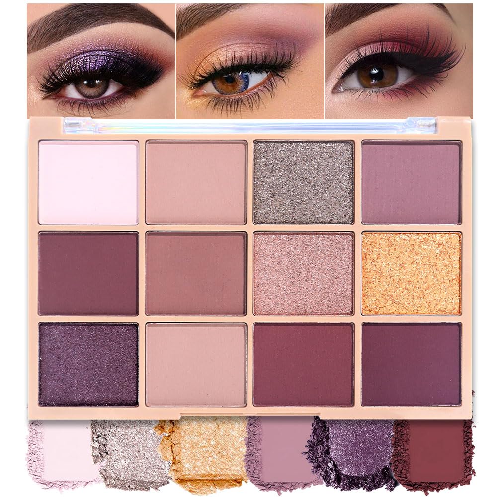 Neutral Smokey Eye Shadow Palette,Nude Mauve Rose Gold Cream Eyeshadow Palette,Make Up Pallets for Women Natural Eyeshadow for Eyes Long Lasting Naturing-Looking-BrightBean Baby