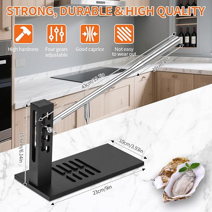 Stainless Steel Oyster Clam Opener Machine,Oyster Shucker Tool,Adjustable Oyster Opener Tool,Including Knives, Gloves and G-Clip,Suitable for Seafood Tools for Hotel, Family and Buffet