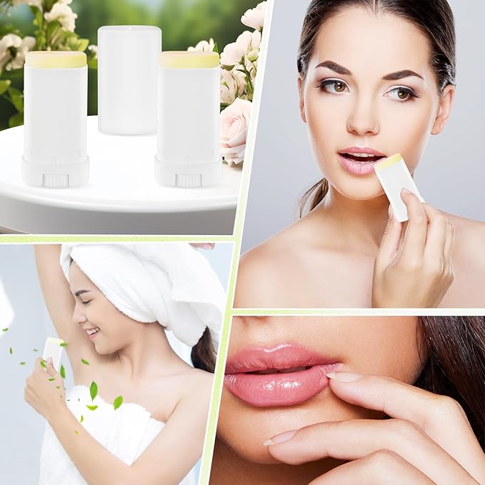 30 Pieces 15g/0.5oz White Oval Plastic Lip Balm Tubes,Empty Deodorant Bottles,Twist-Up Chap Stick Storage Containers for DIY Homemade Sunscreen Bar,Moisturizing Stick,Crayon-BrightBean Baby