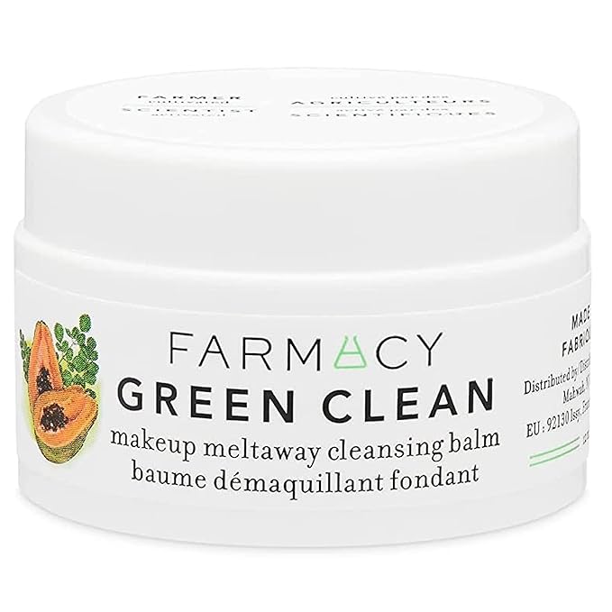Farmacy Makeup Remover Cleansing Balm - Green Clean Waterproof Makeup Remover + Oil Based Cleanser - Gentle Exfoliating Double Cleanser - Melts From Balm to Milky Lather (12ml)-BrightBean Baby