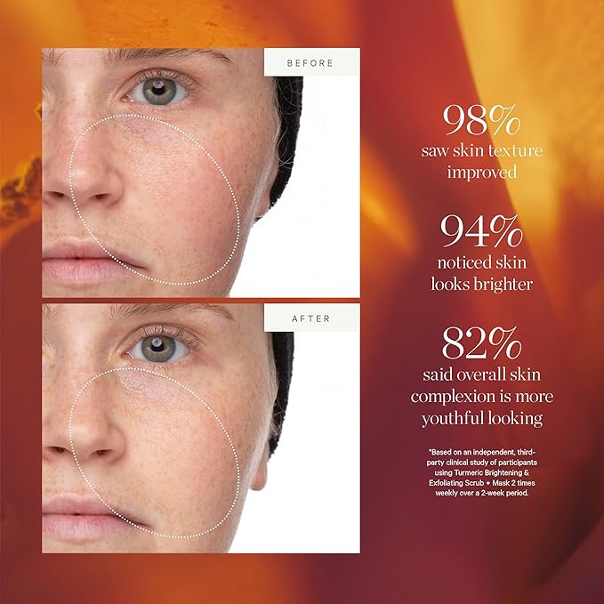 KORA Organics Turmeric Brightening & Exfoliating Mask, Multi-Use Facial Scrub, Polish & Illuminate, Certified Organic Exfoliating Face Mask, Cruelty Free Exfoliator - 3.38 fl oz-BrightBean Baby