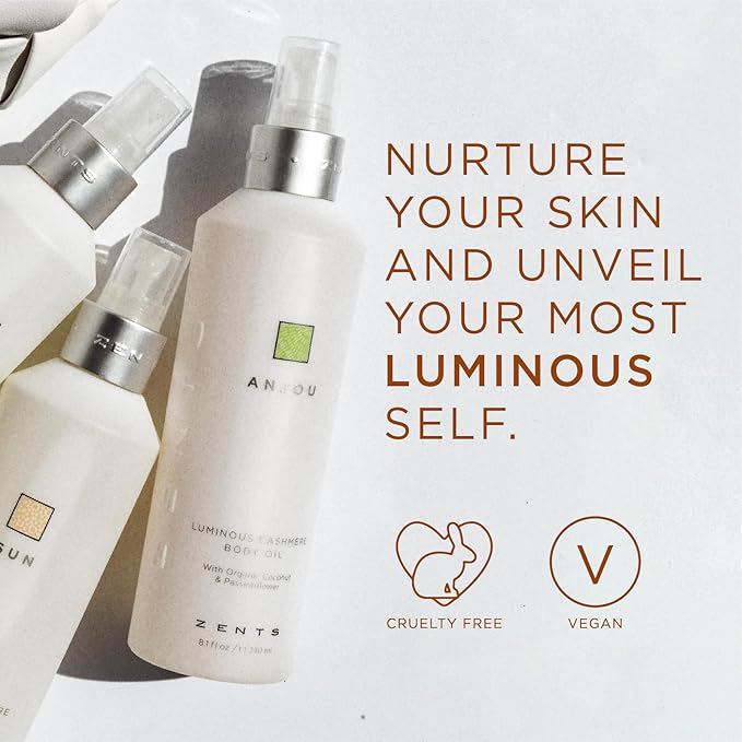 Zents Luminous Cashmere Body Oil (Mandarin Fragrance) | Moisturizing Body Oil with Vitamin E & Organic Coconut Oil | Softens & Smooths Skin | 8 fl oz-BrightBean Baby