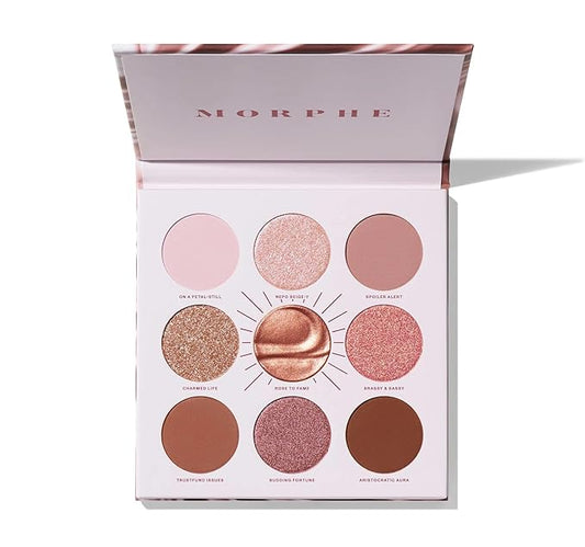 Morphe Rich & Foiled Artistry Palette - Foil-Effect Eyeshadow Palette with Matte, Shimmer & Foil Finishes - Mauve & Pink Eyeshadow with Luminous Payoff - Rose to Fame (0.35 oz)-BrightBean Baby