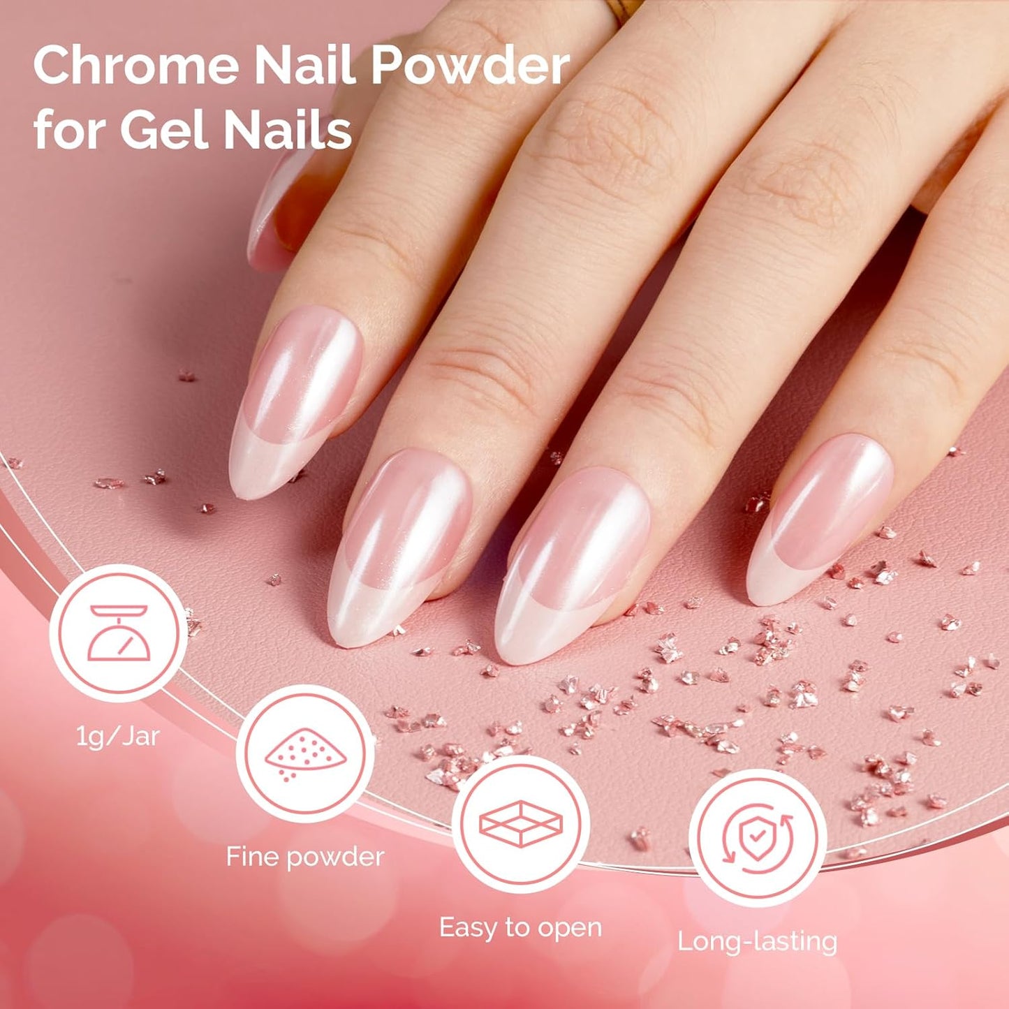 MelodySusie 2Pcs Chrome Nail Powder for Gel Nails, Pearl Powder Mirror Effect Pigment Pearlescent Mermaid Pigment Pearl Glitter for Home DIY Salon Use-BrightBean Baby