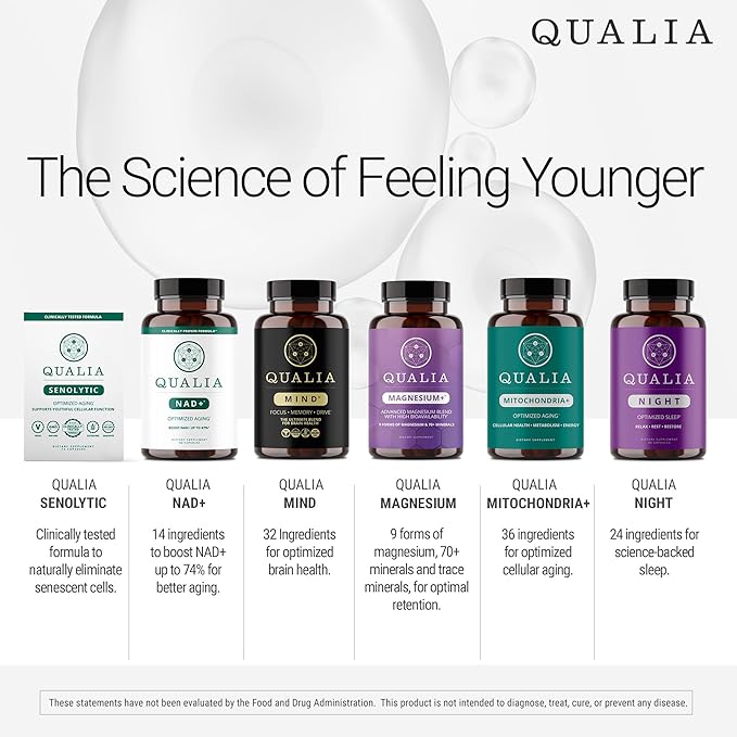 Qualia NAD Supplement — Clinically Proven to Boost NAD+ up to 67%. Optimized Aging, Energy, Focus. Elite NAD+ Booster Ingredients: Nicotinamide Riboside (NIAGEN,) Niacin, Niacinamide (3 Month Supply)-BrightBean Baby