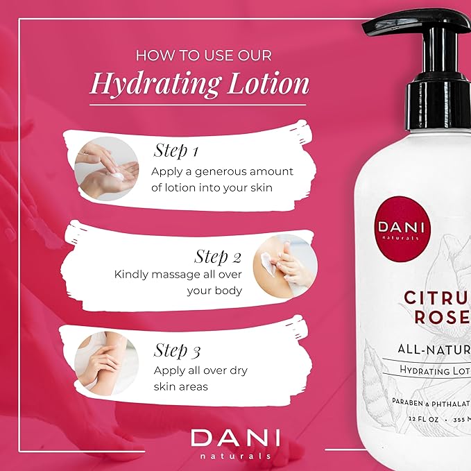 Naturals Hand & Body Lotion - Citrus Rose Scented, Deep Hydration Lotion for Dry Skin, With Shea Butter & Aloe Vera, Natural & Organic Ingredients, Paraben-Free, 12 Oz-BrightBean Baby