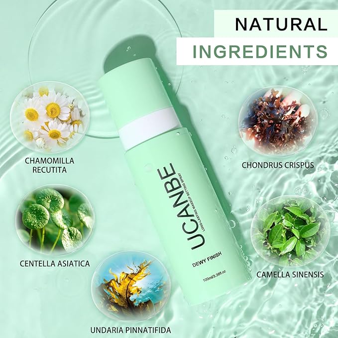 UCANBE Makeup Setting Spray, Dewy Finish Long Lasting Make Up Spray, Hydrating, Fast Drying Face Mist for Natural Glow, 3.38 fl oz-BrightBean Baby
