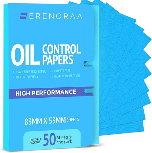 Oil Blotting Sheets for Face - Portable 1x50 Blue Oil Wipes Sheets for Face - Japanese High Performance Technology Makeup Blotting Paper -Grain Free Softer Oil Pads Absorbing Face Oil Tissues for Face-BrightBean Baby