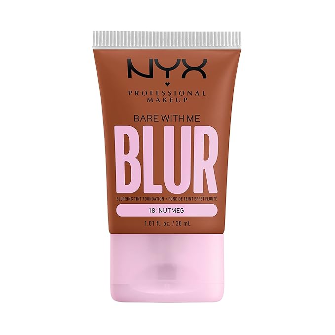 NYX PROFESSIONAL MAKEUP Bare With Me Blur Skin Tint Foundation Make Up with Matcha, Glycerin & Niacinamide - Nutmeg-BrightBean Baby