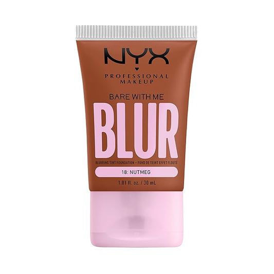 NYX PROFESSIONAL MAKEUP Bare With Me Blur Skin Tint Foundation Make Up with Matcha, Glycerin & Niacinamide - Nutmeg-BrightBean Baby