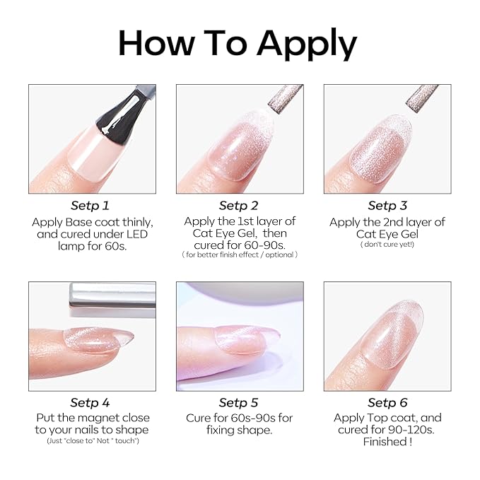 modelones Cat Eye Gel Nail Polish, 6 Colors Nude Gel Polish Pink Glitter Brown with Magnet Sparkle Galaxy Series Nail Polish Kit Soak Off Led Nail Art Manicure Salon DIY Gifts-BrightBean Baby