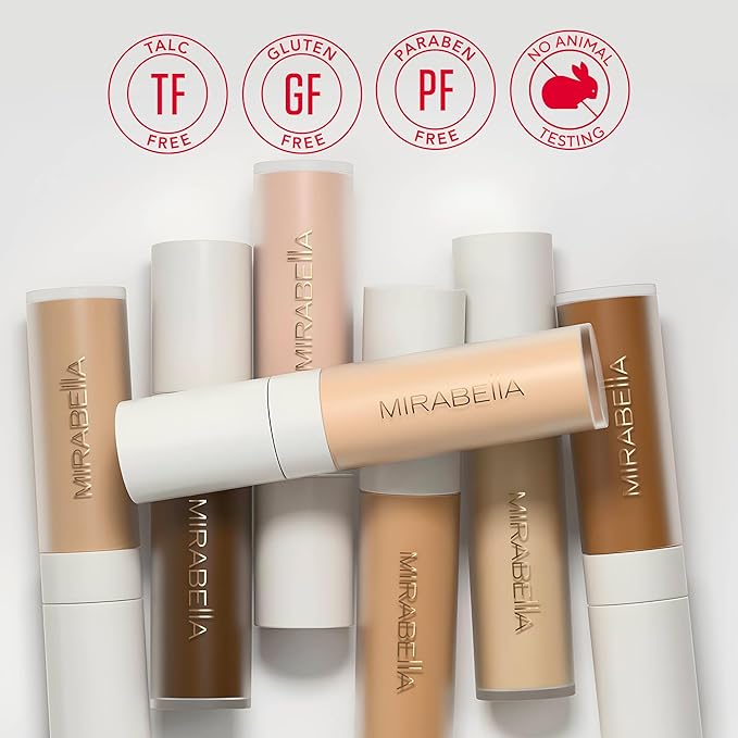 Mirabella Invincible For All Perfecting Under Eye Concealer Full Coverage - Hydrating Makeup Concealer for Dark Circles, Fine Lines & Wrinkles w/Hyaluronic Acid - Medium M130-BrightBean Baby