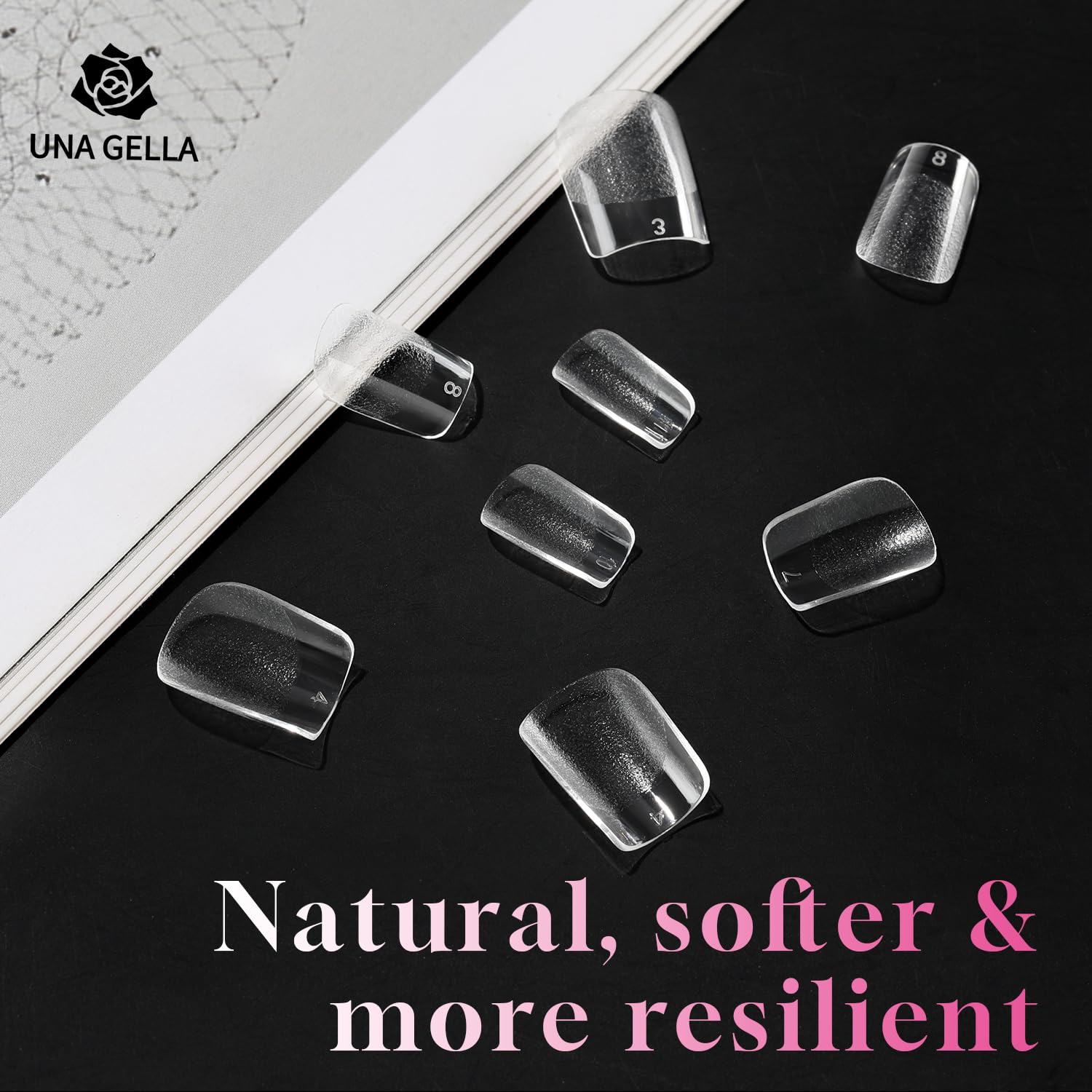 UNA GELLA Extra Short Square Nail Tips, 312pcs XS Square Gel Nail Tips, Soft Gel Full Cover Half Matte No Need File Acrylic Fake Nails for Nail Extension Home DIY Nail Salon 12 Sizes-BrightBean Baby