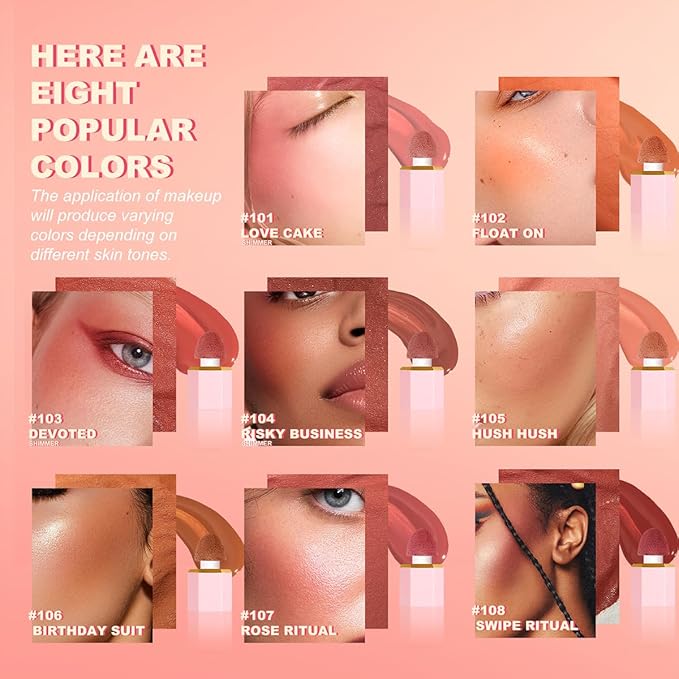 YOUNG VISION Liquid Cheek Blush -Soft Cream Rouge/Blusher Makeup, Buildable Gel-Cream Formula, Long-Wearing, Dewy Finish-BrightBean Baby