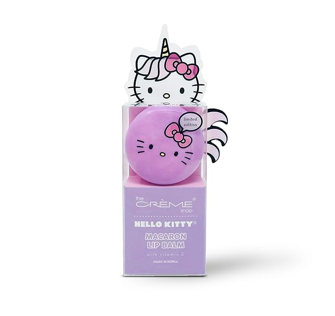 The Crème Shop x Sanrio Hello Kitty Macaron Lip Balm (Hello Kitty Unicorn Rainbow Sherbert) Korean Cute Scented Pocket Portable Soothing Advanced Must-Have on-The-go-BrightBean Baby