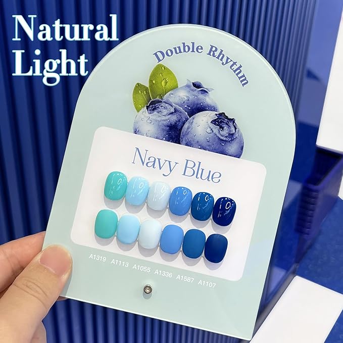 Double Rhythm 6 Pcs 15 ML Gel Polish Set Same Color Same Bottle Soak Off Gel Polish Kit Nail Art Manicure Salon DIY at Home for Women (Light Blue Dark Navy Teal-T6-14)-BrightBean Baby