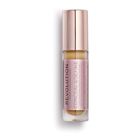 Makeup Revolution Conceal and Define Concealer, Full Coverage & Matte Finish, C11.5 for Medium/Tan Skin Tones, Vegan & Cruelty-Free, 0.7 Fl Oz-BrightBean Baby