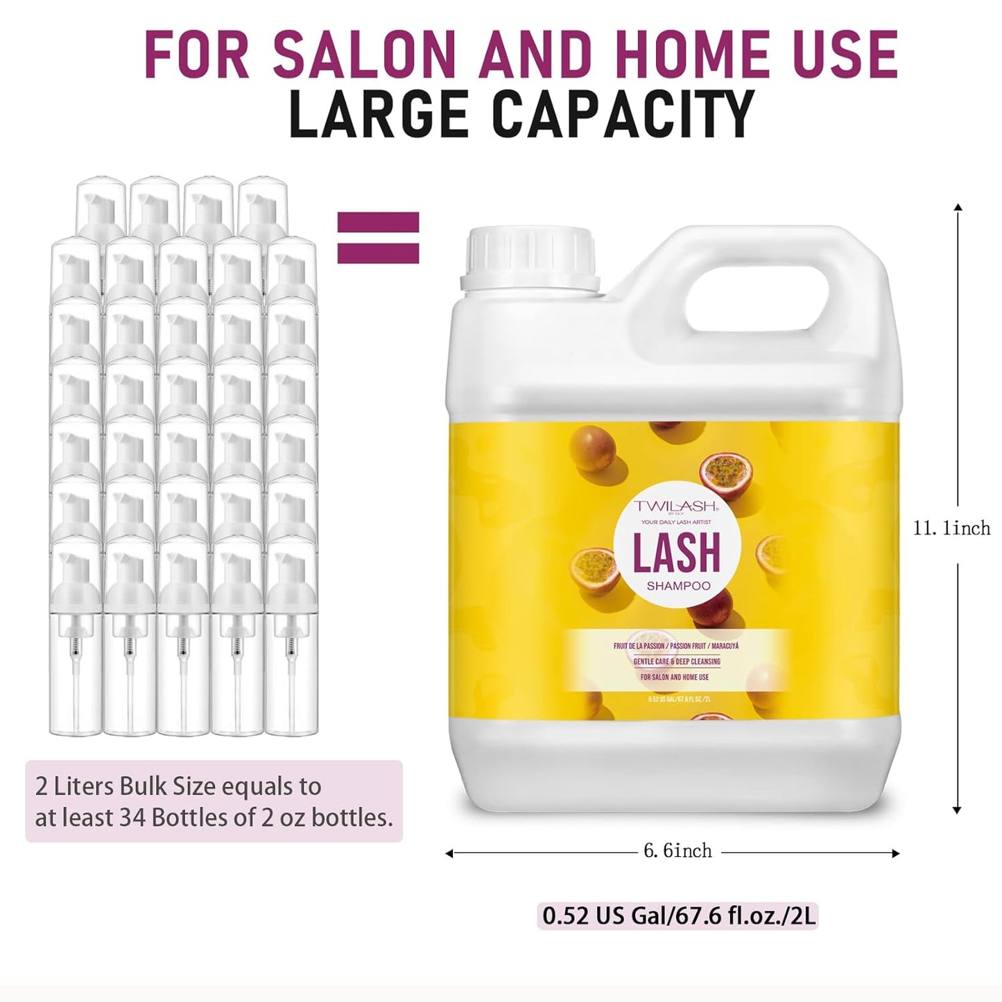 Lash Shampoo Bulk, Eyelash Cleanser for Extensions 2 Liters, Non-irritating or Burning Eyelid Foaming Cleanser for Professional Salon and Home Use (Passion Fruit-2L)-BrightBean Baby