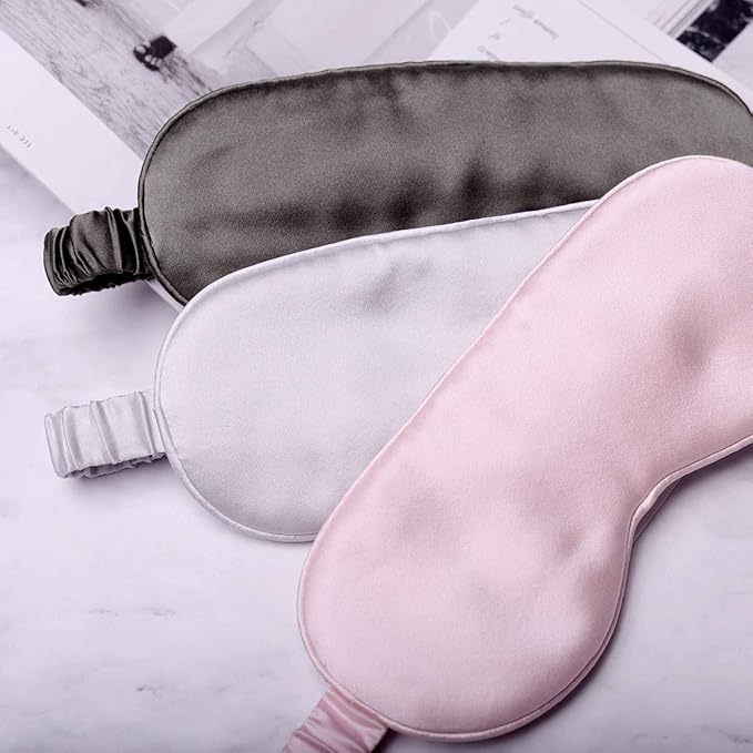 Silk Sleep Mask Light Blocking Luxury 100% Mulberry 19mm Silk Eye Mask Eye Cover Blindfold Ultra Soft Light & Comfy Anti Aging Skin Care with Travel Bag Gift Package-BrightBean Baby