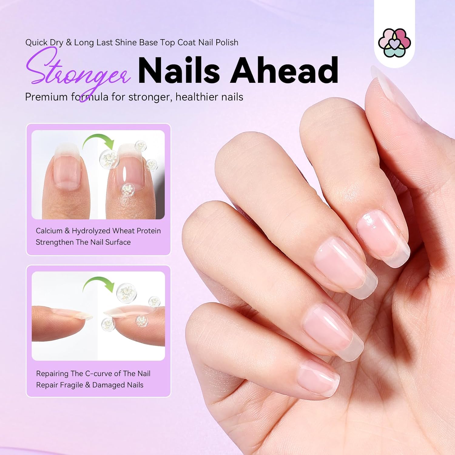 SAVILAND Clear Nail Polish Base Top Coat: 2 in 1 Quick Dry Nail Polish Long Lasting Fingernail Toe Polish Color Protection Resists Smudging, Chipping and Fading Shine Finish Polish Salon Home Nail Art-BrightBean Baby