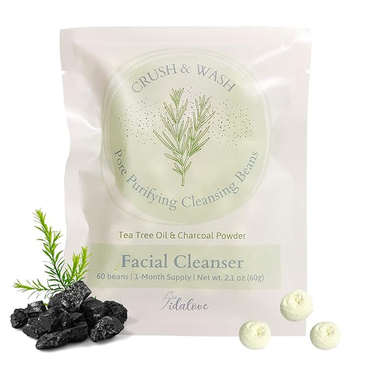 Daily 3 in 1 Facial Cleanser, Exfoliator and Wash-off Mask, Vegan, Cruelty Free, Plastic Free, Travel Friendly, 1 Month Supply Refill (60 Tablets) (Purifying)-BrightBean Baby