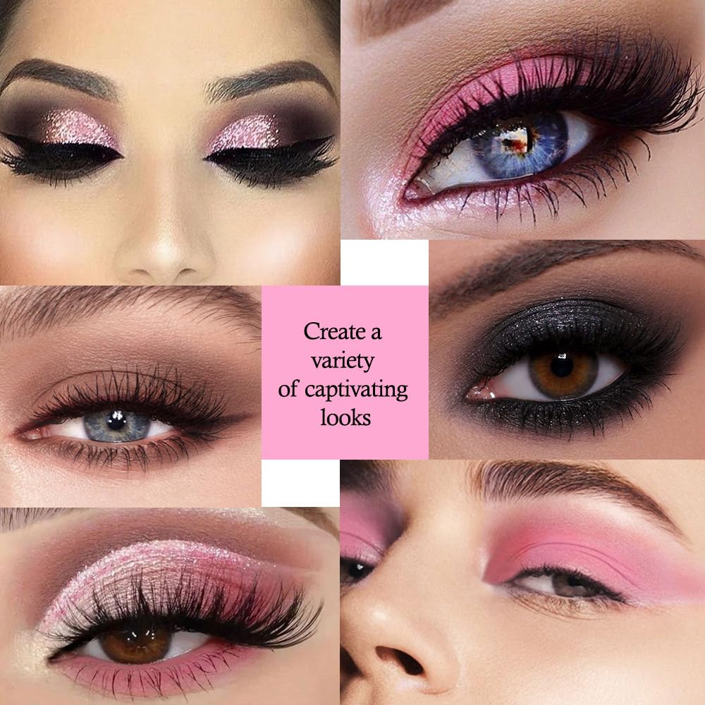 Pink Black Brown 5Colors Eye Shadow Palette Makeup with Mirror,Neutral Vegan Eyeshadow Palette for Older Women Waterproof Long Lasting Naturing-Looking sombras para ojos,Cruelty Free-BrightBean Baby