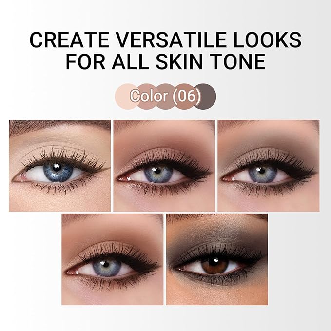Erinde 5 Colors Matte Eyeshadow Palette Makeup, Natural Classic Nude Neutral Nude Brown Eye Shadow, Long Wearing Waterproof Everyday Eye Makeup for Brown Eyes, Cool-Toned Nude Taupe Brown, 06-BrightBean Baby