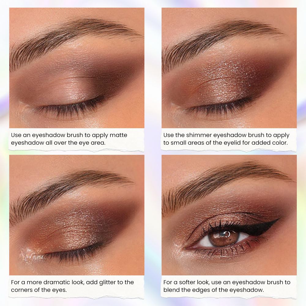 Kaely 8 Colors Cream Eyeshadow Contour Highlighter Palette Makeup, Nude Rose Pink Chocolate Coffee Beige Brown Matte Shimmer Glitter Highly Pigmented Eye Shadow Palette for Older Women Waterproof-BrightBean Baby