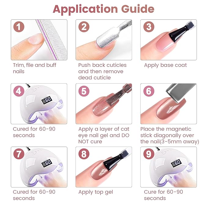 RARJSM Nude Glitter Cat Eye Gel Nail Polish Set 6Pcs Ceramics Pink Light Purple Brown Velvet Shimmer Smoothie Cateye Gel Polish with Magnetic Stick UV LED Curing Require Home Salon Nail Design-BrightBean Baby