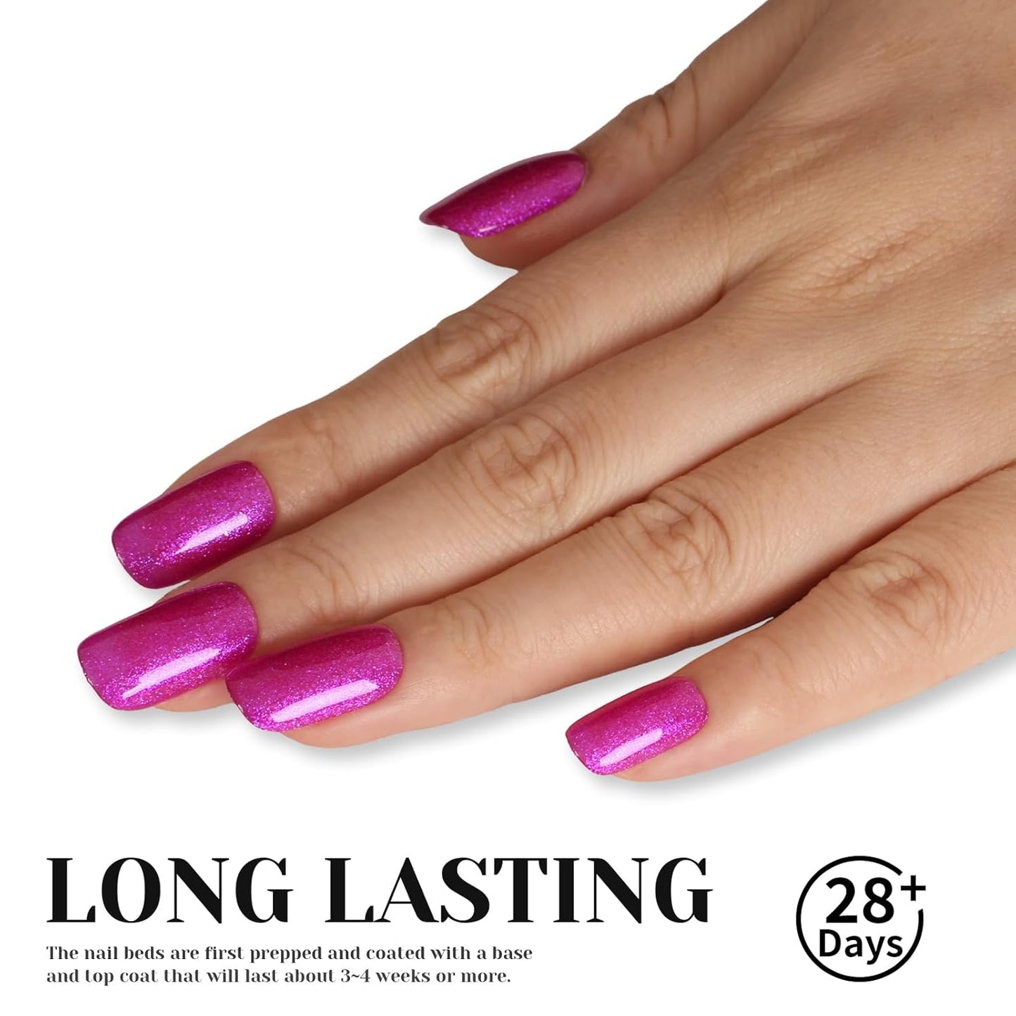 Glitter Gel Nail Polish,Sparkly Shimmer Fuchsia Gel Polish, 15ml UV/LED Soak Off Purple Gel Polish for Manicure Salon or DIY Nail Art at Home,Women Girls Gift - GP0092-BrightBean Baby