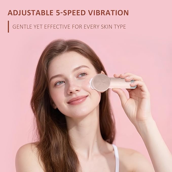 DAROMA Ultra-Soft Silicone Electric Face Scrubber - Rechargeable 2-in-1 Heating & Exfoliating Pore Cleaning Brush | Gentle Facial Cleansing Brush for Deep Cleaning | Facial Exfoliating Tools-BrightBean Baby