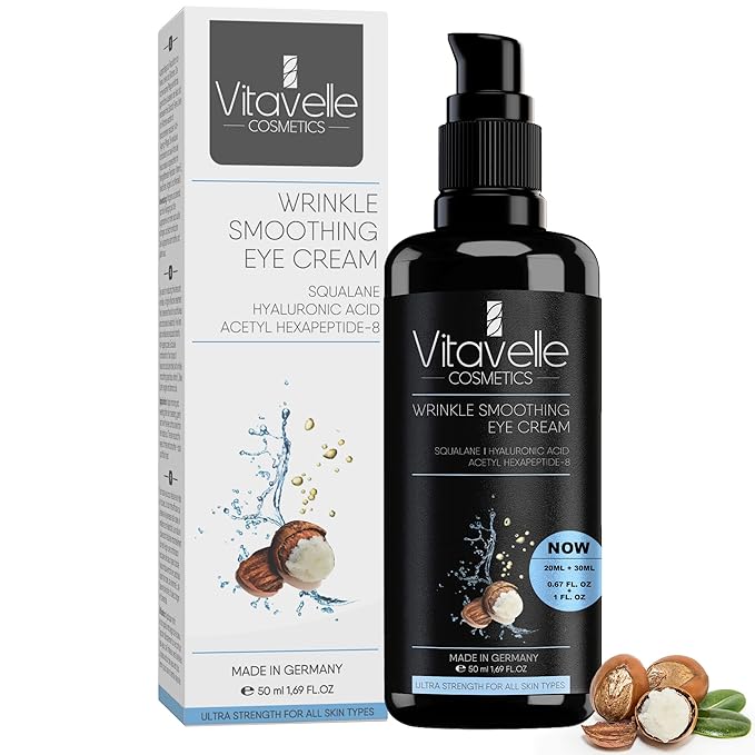 Smoothing Eye Cream for Wrinkles- Anti Aging Eye Cream for Dark Circles and Puffiness, Under Eye Cream for Dark Circles & Wrinkles, Under Eye Cream with Hyaluronic Acid (Squalane (50 ml))-BrightBean Baby