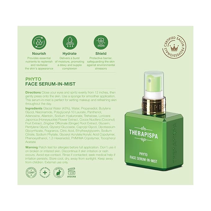 Face Serum-In-Mist – Refreshing Face Mist & Spray Serum with Niacinamide, Panthenol & Hyaluronic Acid for Hydration, Balance & Skin Vitality (Phyto, 2.0 fl oz)-BrightBean Baby