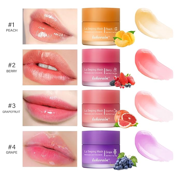 Hydrating Lip Sleeping Mask - Day and Night Repair Lip Balm for Chapped Dry Lips - Reduce Lip Lines, Enhance Lip Color, Hydrate & Plump Lips Care Lip Mask (Berry)-BrightBean Baby