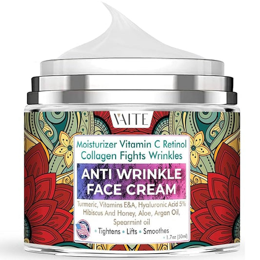 Wrinkle Cream for Women Face and Neck with Retinol, Collagen, Vitamins C, E, A, Turmeric, Hyaluronic Acid, Hibiscus Honey. Moisturizing and Reduce Wrinkles. Anti Aging Moisturizer for Sensitive Eyes-BrightBean Baby