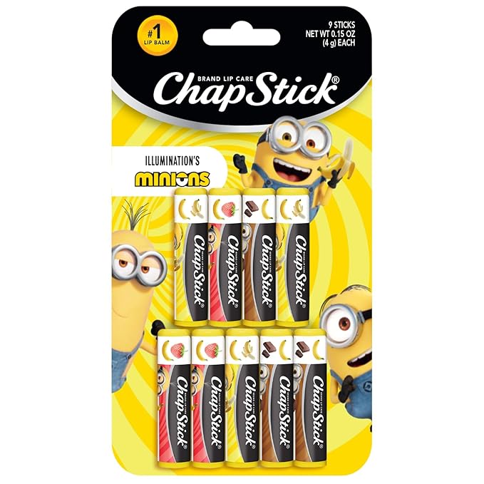 ChapStick Lip Balm, Minions Banana Variety Packs (9 Sticks), Party Favors for Kids, 0.15 Oz Ea-BrightBean Baby
