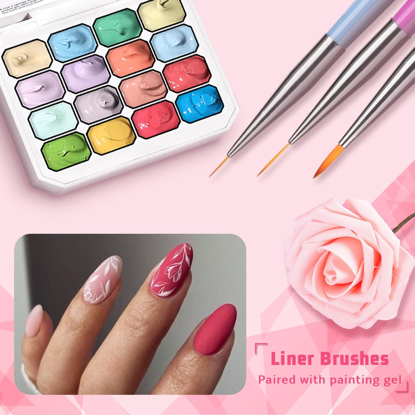 Sponge Pat Paint Nail Gel, Ombre Nails Gradient Gel Nail Blush Blooming Aura Nails Drawing Stripper Floral Painting DIY Nail Art, No Wipe, UV/LED Curing (16 Colors N)-BrightBean Baby