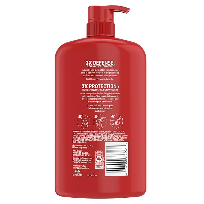 Old Spice Body Wash for Men, 24/7 Shower Fresh with Lasting Scent, Red Collection, Swagger with Cedarwood Scent, 33.4 fl oz (Pack of 4)-BrightBean Baby