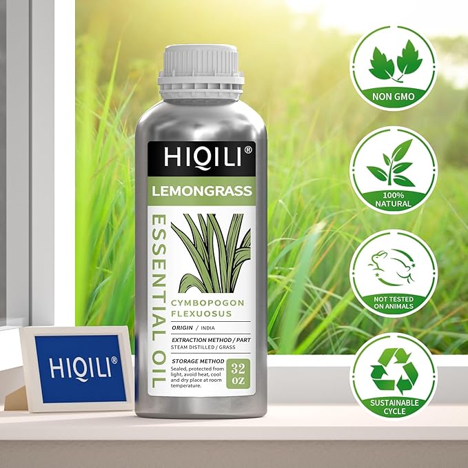 HIQILI 32 Fl Oz Lemongrass Essential Oil, 100% Pure Natural Undiluted Premium Oils-BrightBean Baby