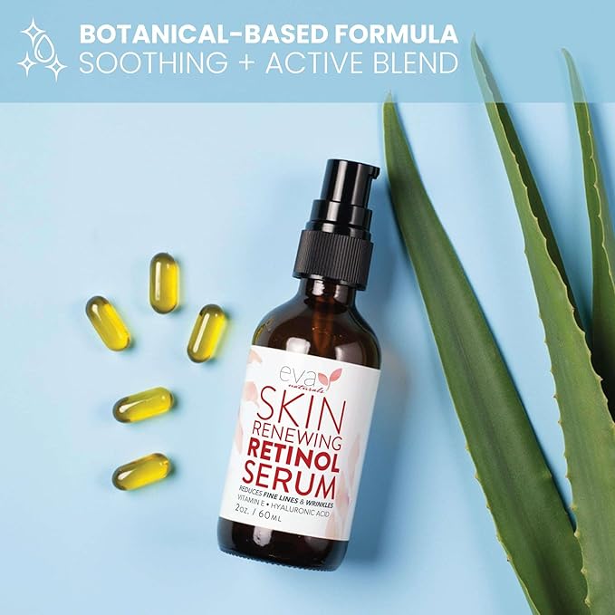 Eva Naturals Retinol Serum for Face – Anti Aging Night Serum with Hyaluronic Acid, Vitamin E, Witch Hazel, Aloe – Wrinkle Moisturizer, Dark Spot Corrector, Acne Scar Treatment, Skin Brightening – 2oz-BrightBean Baby