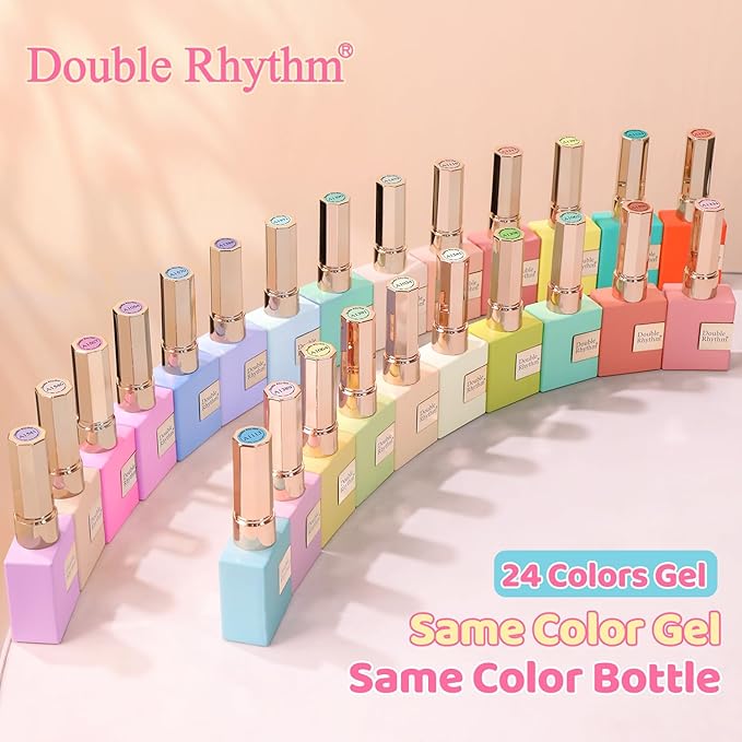 Double Rhythm 28Pcs 0.5Oz Gel Nail Polish Set Same Color Same Bottle Soak Off Gel Polish Kit Nail Art Manicure Salon DIY at Home for Women (Pastel Candy Collection-T24-5)-BrightBean Baby
