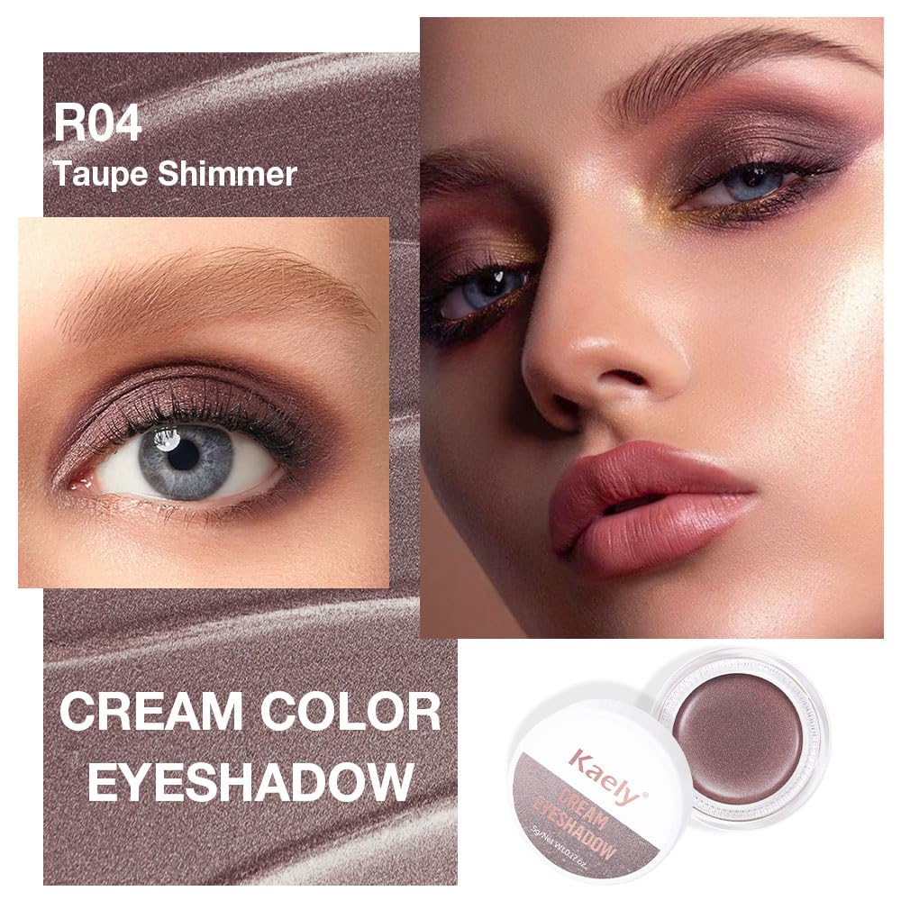 Cream Glitter Taupe Shimmer Metallic Eyeshadow Palette Makeup, Natural Single Mini Instant Holographic Eyeshadow For Women, Sombras Crema Para Ojos, Talc, Paraben & Cruelty Free, R04-BrightBean Baby