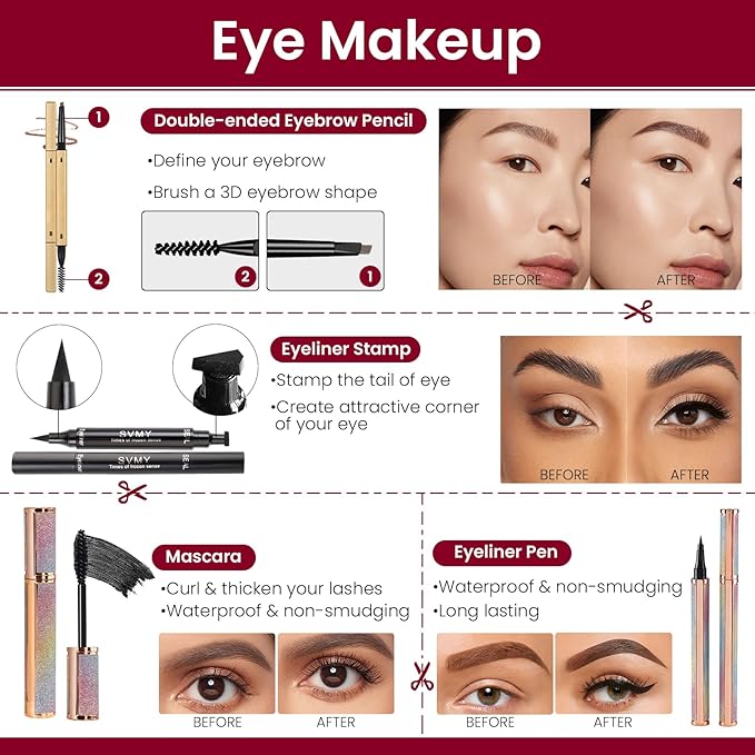 Makeup Kit for Women, Travel Makeup Kit, Makeup Full Kit for Beginners Teens Girls, Makeup Bundle Include 3 Matte & Shimmer Eyeshadow Palettes, Blush Palette, Lip Gloss Set, Concealer-BrightBean Baby