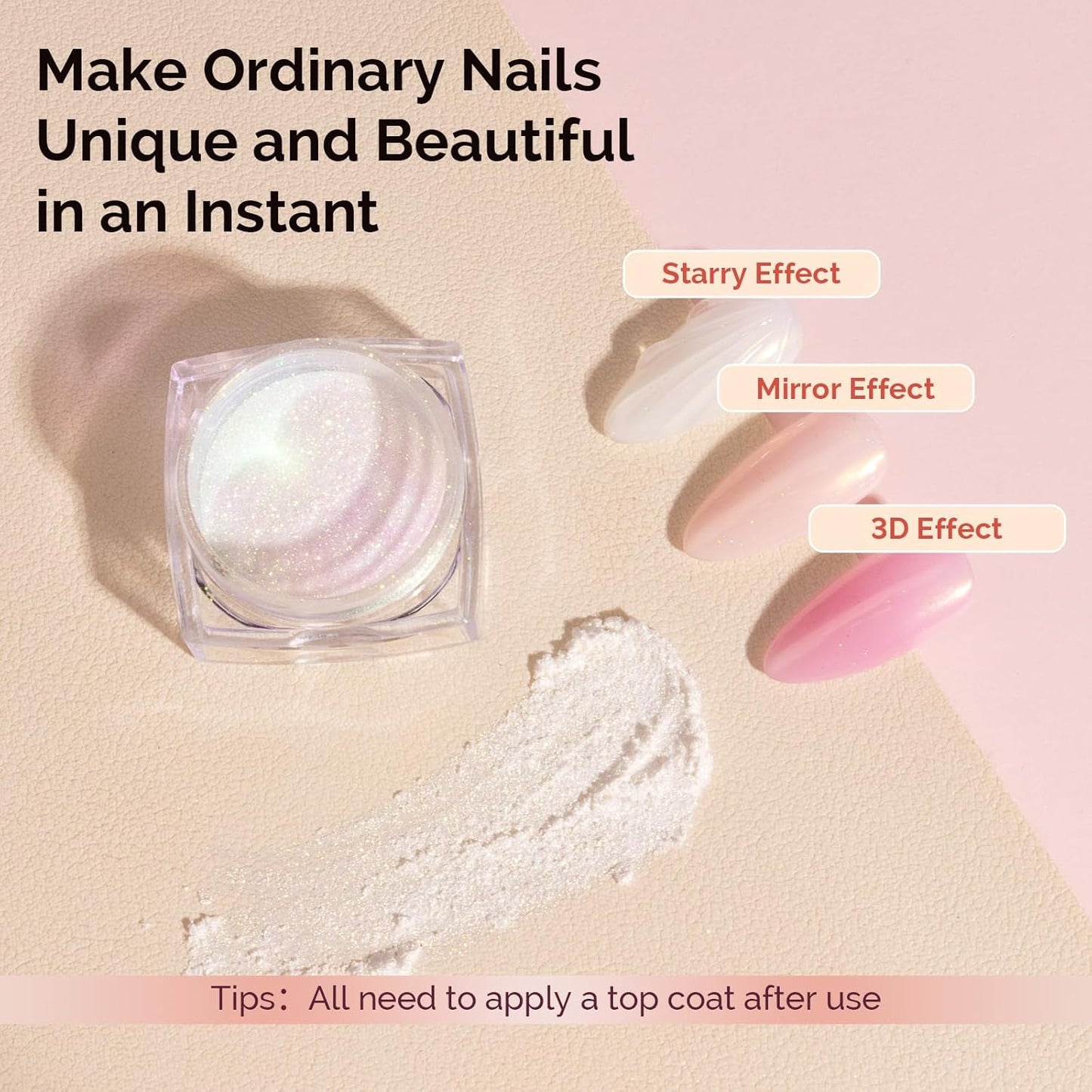 MelodySusie Gold Chrome Nail Powder for Gel Nails,Pearl Powder Mirror Effect Pigment Pearlescent Mermaid Pigment Pearl Glitter for Home DIY Salon Use-BrightBean Baby