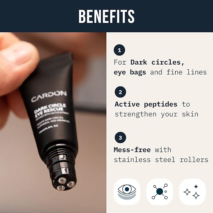Cardon | Dark Circle Rescue for Men and Women | Under Eye Roller Eye Stick Massager for Puffy Eyes, Dark Circles, Bags, Wrinkles | Made with Peptides, Niacinamide, Hyaluronic Acid-BrightBean Baby