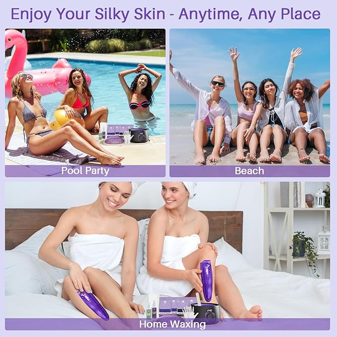 BLITZWAX Brazilian and Bikini Waxing Kit for Women, Hard Wax Warmer for Face, Legs and Body, At Home Hair Removal Kit, Beginner Friendly, Digital Fast Heating, 51 Wax Items-BrightBean Baby