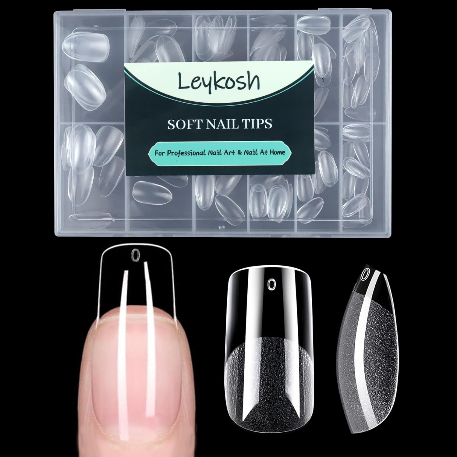 Medium Square Nail Tips, 216pcs Acrylic Fake Nails Gel Nail Tips Soft, Full Cover Pre-Shaped Matte Clear Press on Nails for Extension, Diy at Home Manicure 12 Sizes-BrightBean Baby