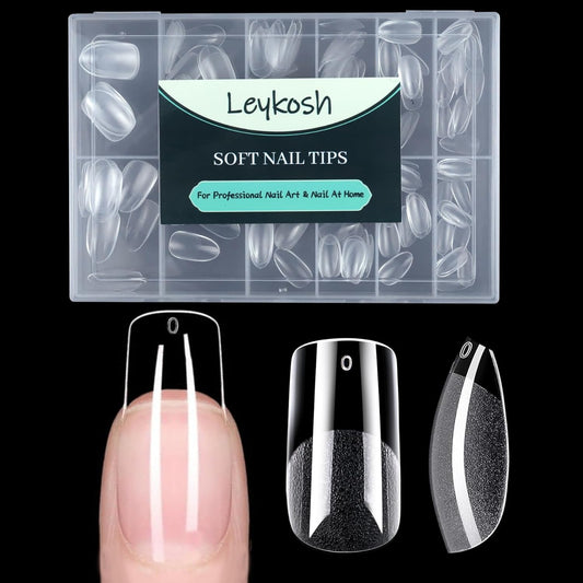 Medium Square Nail Tips, 216pcs Acrylic Fake Nails Gel Nail Tips Soft, Full Cover Pre-Shaped Matte Clear Press on Nails for Extension, Diy at Home Manicure 12 Sizes-BrightBean Baby