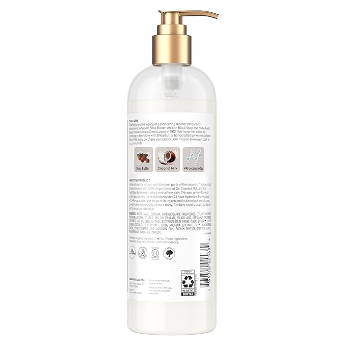 SheaMoisture Daily Hydration Body Lotion with 100% Virgin Coconut Oil, Shea Butter, Coconut Milk and Pro-Ceramides, Quickly Nourish & Soften Skin, 24H Moisturizing 16 oz-BrightBean Baby